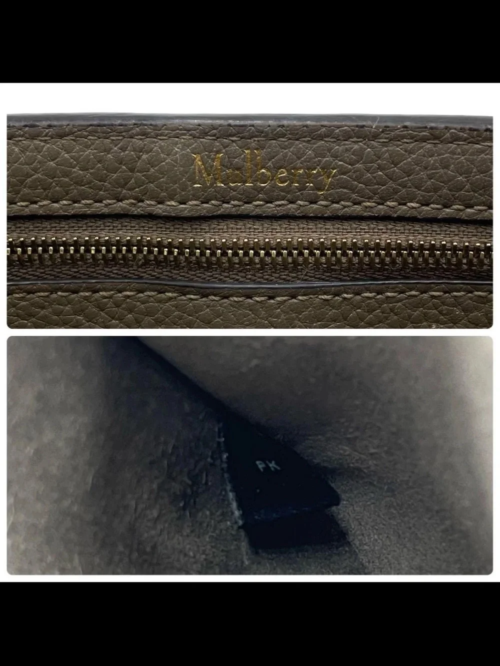 Mulberry Textured Leather Satchel in Taupe Brown with Gold Hardware